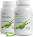 AloCure Organic Aloe Vera Kapsules, 1600000mg Inner Aloe Equalvalen per Serving, Dut, Digetical, & Imune Health, Membantu Mempertahankan Acidity Balanced, Aloin Free, 60Caps x 2BTl