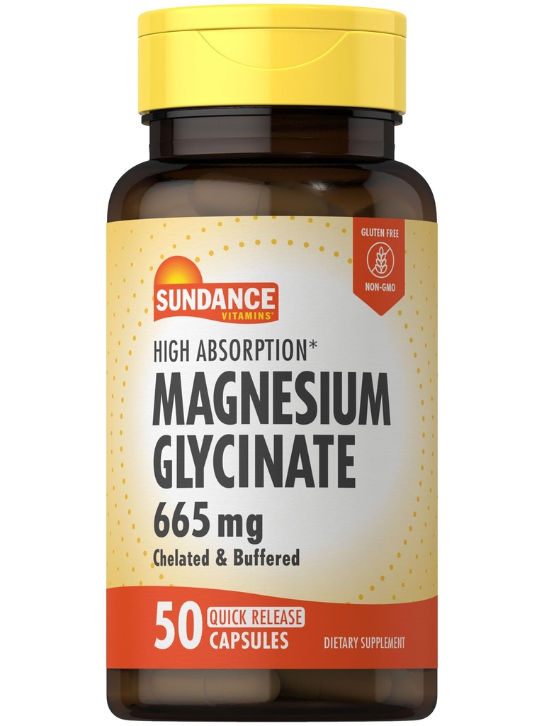 Sundance Magnesium Glycinate Capsules 124; 665 mg 124; 50 Quick Rilis Pil 14; Non-GMO dan Gluten Free Supplemen