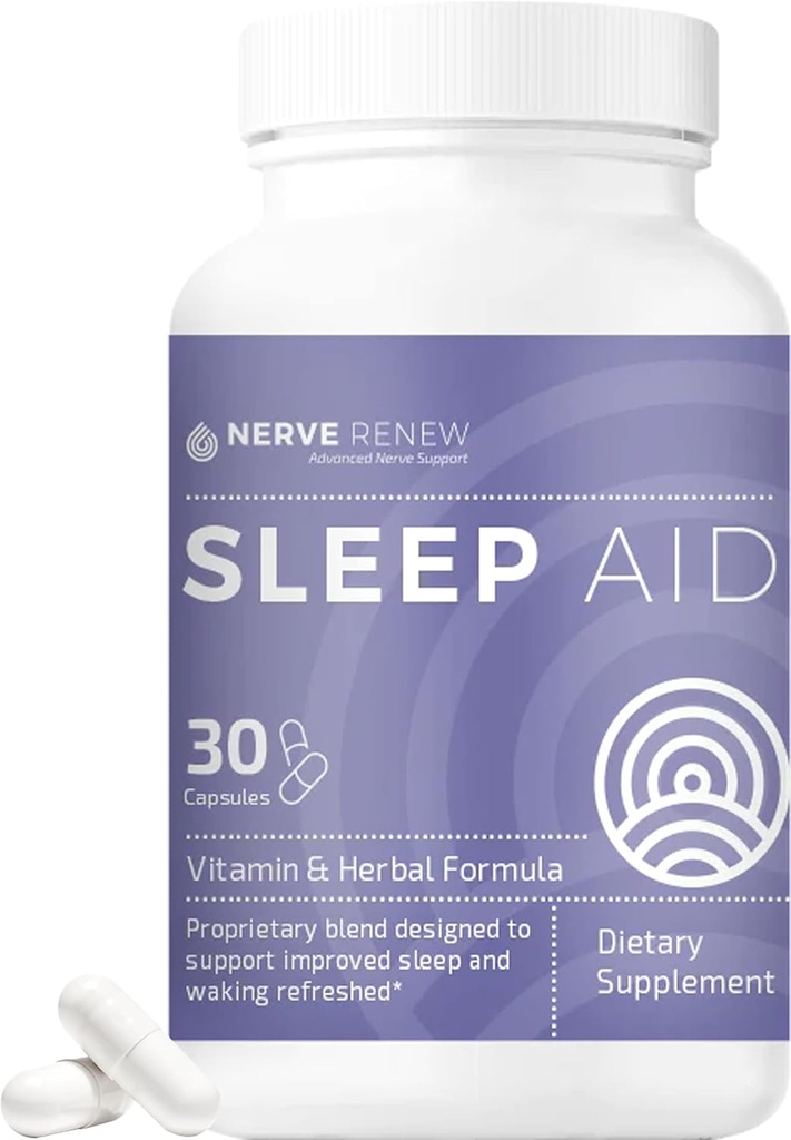 NERVE RENEW Sleep Aid - Dietary Supplement for Better Sleep - 30 Capsules - Works Fast