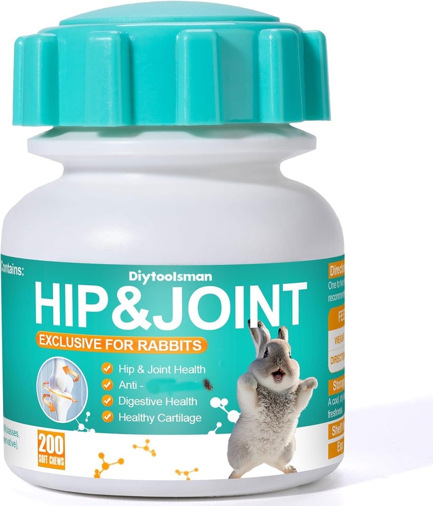 Bersama Rabbit, 200 Tablet, Anti- Inflammatory Dukungan untuk Kelinci dengan Glukoshamine, Chondroitin, dan MSM, Relief Pain Gabungan, Propiness Kartilage Growth, Vet- Disetujui Sains Formula