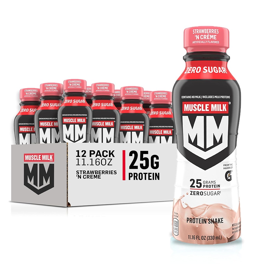 Muscle Milk Genuine Shake, Strawberry, 11.16 Fl Oz Bottles (Paket 12)