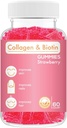 Colagen Biotin Gummies - Support Hair, Skin & Nails Hair Growth Anti Aging Care Gummy Vitamin, Vegan, Non-GMO, Gluten Free, Gelatin Strawberry Flavor 60 Count, Pink