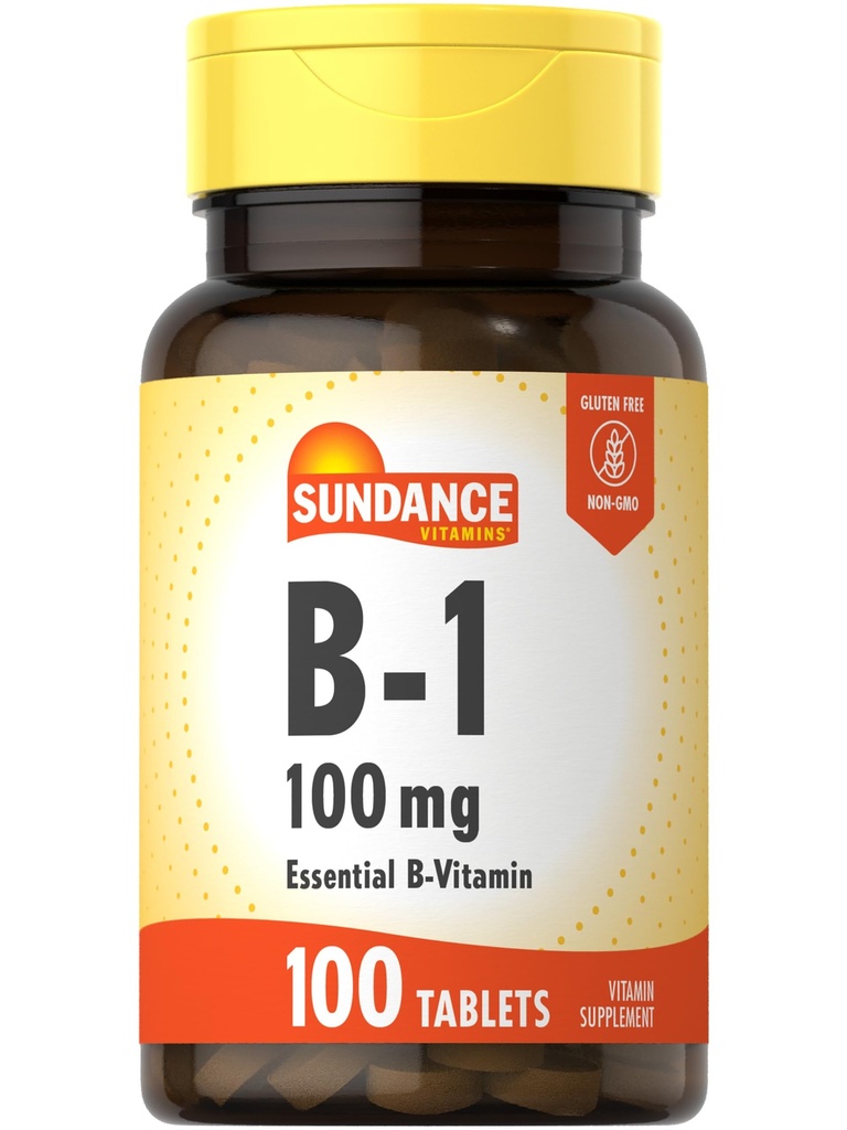 Sundance Vitamin B-1 14; 100mg 124; 100 Tablet 124; EstivenVitamin Suplemen 124; Vegetarian, Non-GMO, dan Gluten Free Formula