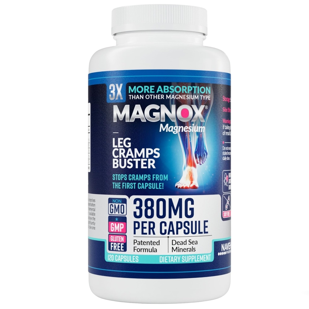 Mauld X ® Leg Cramps Buster 124; 380mg Magnesium untuk Kram Leg di Malam: 124; Magnesium Suplemen Muscle Spasms 12.4; 3X Lebih banyak Absorpsi 124; Laut Mati Menular 124; Tidur & Muscle & 126; 120 Caps