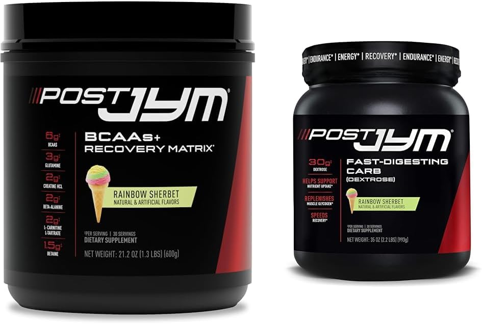 Post JYM Active Matrix Posting-Workout BCAAs, Glutamine, Creatine HCL & More Rainbow Sherbet + Fast-Digesting Dextrose Carbs, 30 Servis