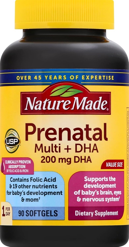 Prenatal Vitamin + DHA Softgel dengan Acid Folic, Iodin dan Zinc, 90 Cacah