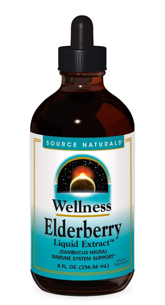 Source Wellness Elderberry Liquid Extract for Imune System Support - Sambucus nigra - 8 Fluid oz