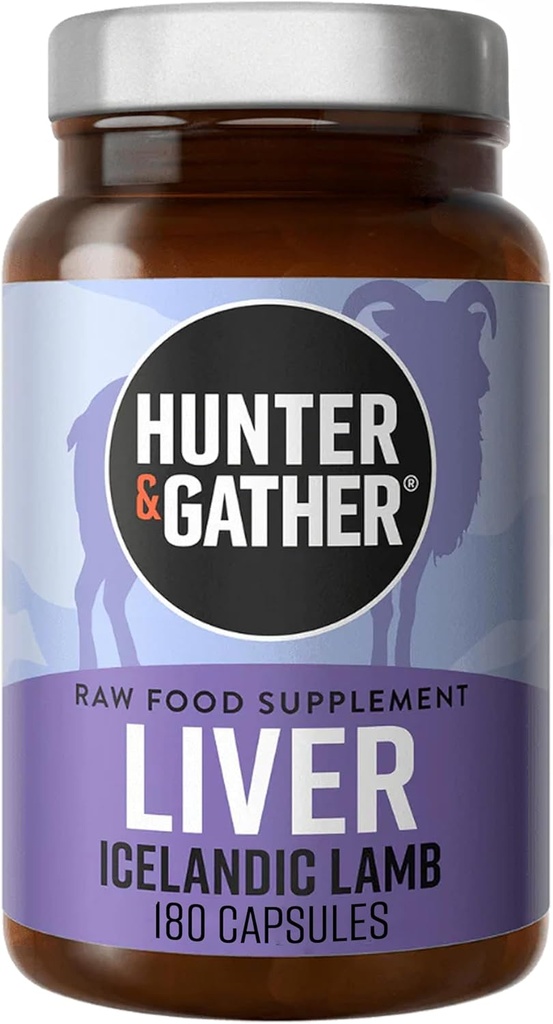 Hunter & Kumpulkan Nose ke Tail 180 Liver Capsules 12.4; Wild, Grass Fed Islandia Lamb Ancestral Inspired Suplemen 124; No GMO Feed, Antiocale Or Hormones