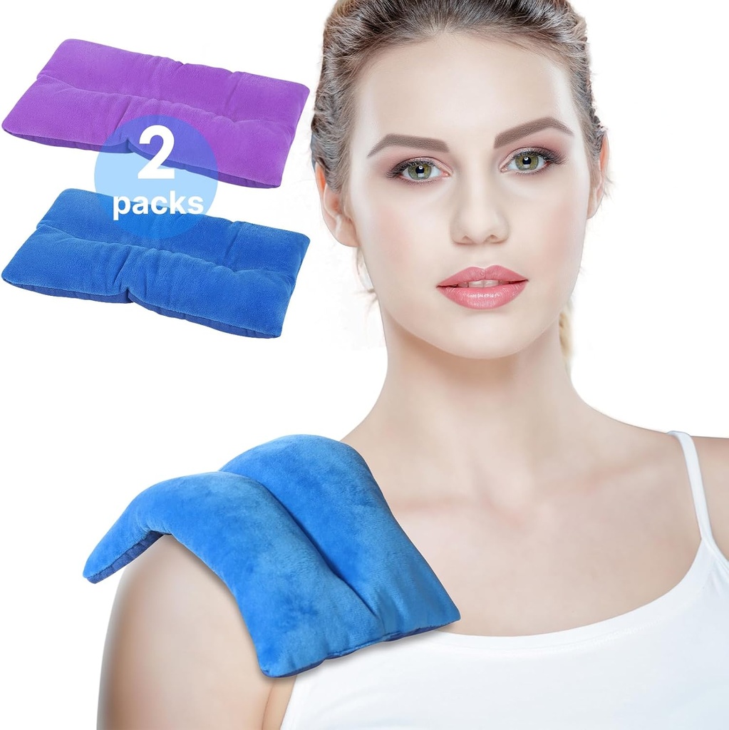 Atsuwell Microwave Heating Pad untuk Neck Shoulder, Heating Pad Microwatable untuk Rapper Hangat, Microswatable Heat Pad for Cramps, Moist Heat Pack for Soothing Stress, 2 Packs