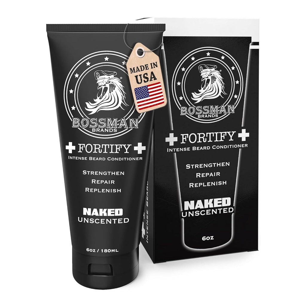 Pembentukan Bossman Intense Kondisioner Jenggot untuk Pria (Naked - Unscented) - Moisturizes, Replenishes & Protects with Natural Ingredics - Thicker Formula, Made in USA