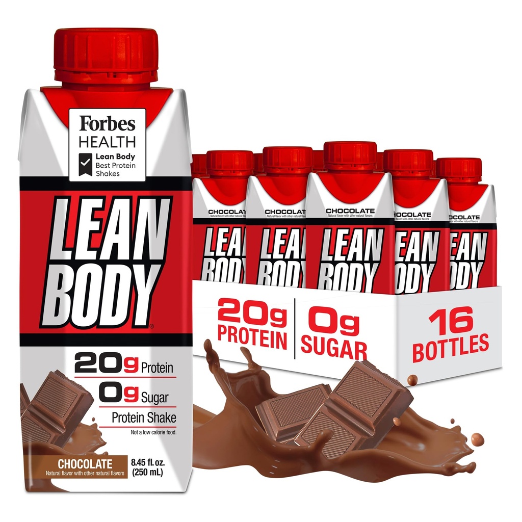 LABRADA NUTRITISI - Lean Body RTD Whey Protein Shake, Convenient On- TheGo Meal Replacement Shake for Men & Women, 20 gram Protein - Zero Sugar, Laktosa & Gluten Free, Chocolate (Paket 16)