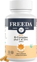 FREEDA Complex B Complex with Vitamin C & Zinc - SCD Legal Vitamin B Complex (B1, B2, B3, B6, B12) - 250 Vegetarian Capsules, Diterima untuk Semua Termasuk SCD Diet Followers, Dukungan Kesehatan Harian