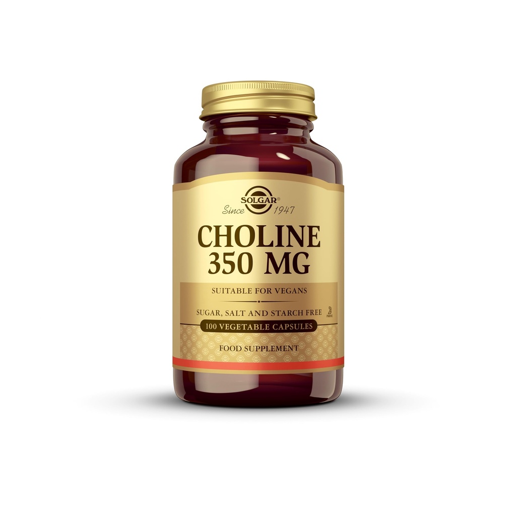 Solgar Chooline 350 mg - 100 Vegetable Capsules, Paket 2 - Non- GMO, Vegan, Kosher - 200 Total Servis