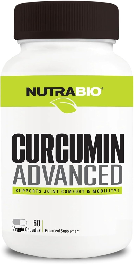 NutraBio Curcumin Advanced Divalle & Gabungan Dukung Kompleks, 60 Vegetable Capsules