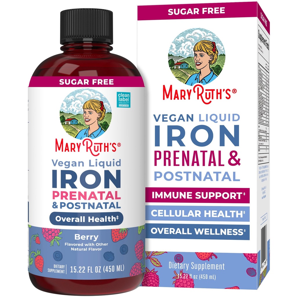 MaryRuth Organics 14; Liquid Iron Suplemen Prenatal & Postnatal untuk Pregnant & Lakctating 12.4; Deficiency Besi 124; Imune Dukungan 12.4; Sugar / Gluten Free 124; Vegan 124; Non-GMO 124; 15.22 Fl Oz