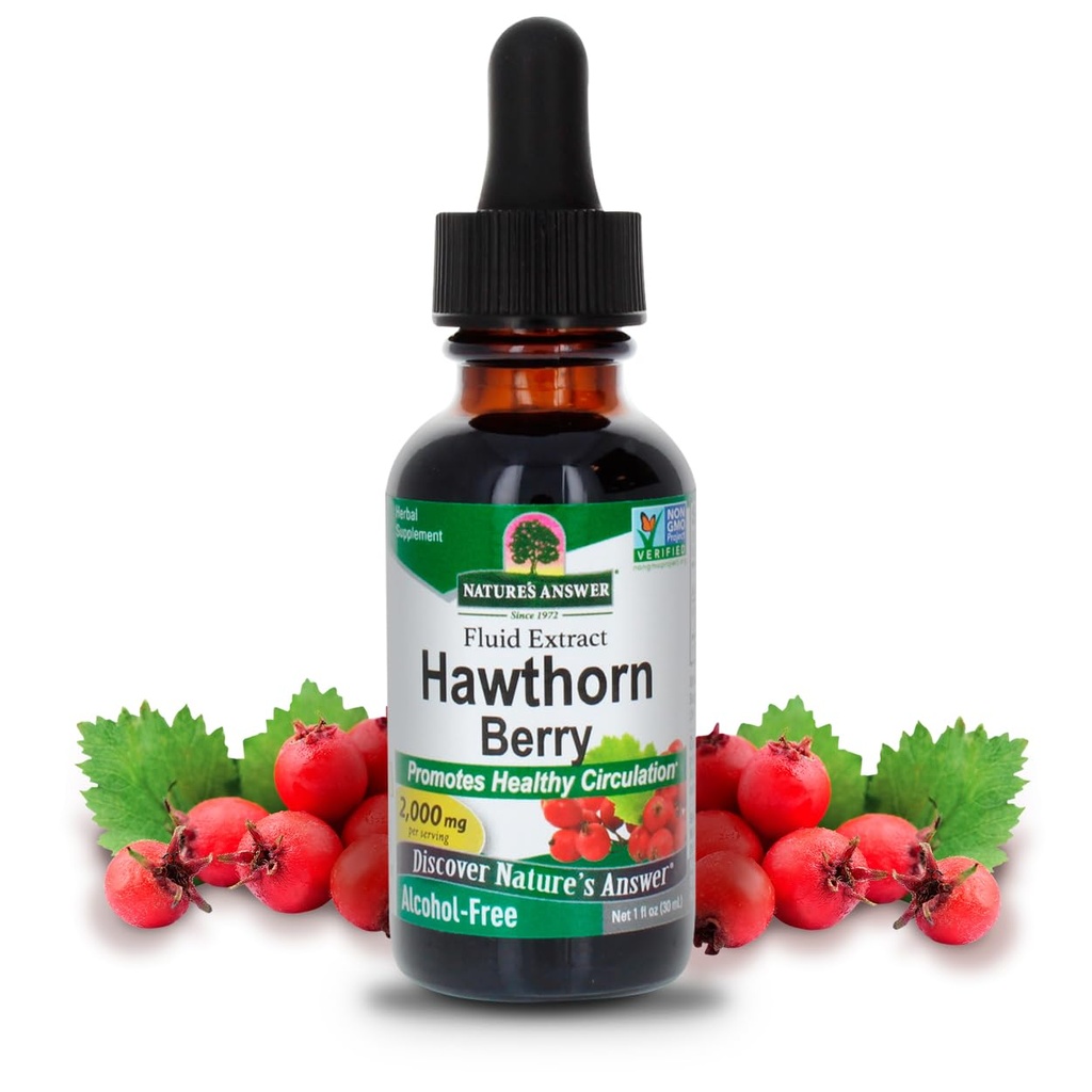 Nature 's Jawaban Hawthorn Berries 124; Promoles Healthy Circulation Fungsi 124; Membantu mempertahankan Tingkat Cholesterol Sehat = 124; Gluten- Bebas, Alkohol- Bebas, Kosher Disertifikasi & Tidak Ada Pelestatif 1oz