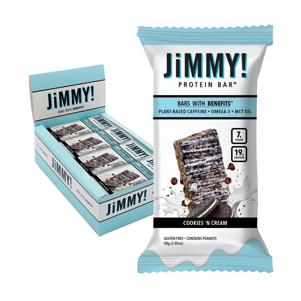 - Cookies N Cream Protein Bars 19g Protein Bar - 7g Gula Rendah - 12 Count - 58g Health Bar - Functional Snack dengan Real Food Ingreations - Handled Chocolate - Made With Real Peanuts
