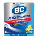BC MAX Kekuatan Pain Cepat Relief Powder, Lemonade Flavor Aspirin 500mg dan Acetaminopenhen 500mg Dissolve Packs, 16 Count