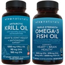 Antartika Krill Oil dan Triple- Kekuatan Omega 3 Ikan Oil Bundle, 1250 mg Krill Oil & 2.200 mg Minyak Ikan Per Serving Menyediakan Omega 3 EPA dan DHA