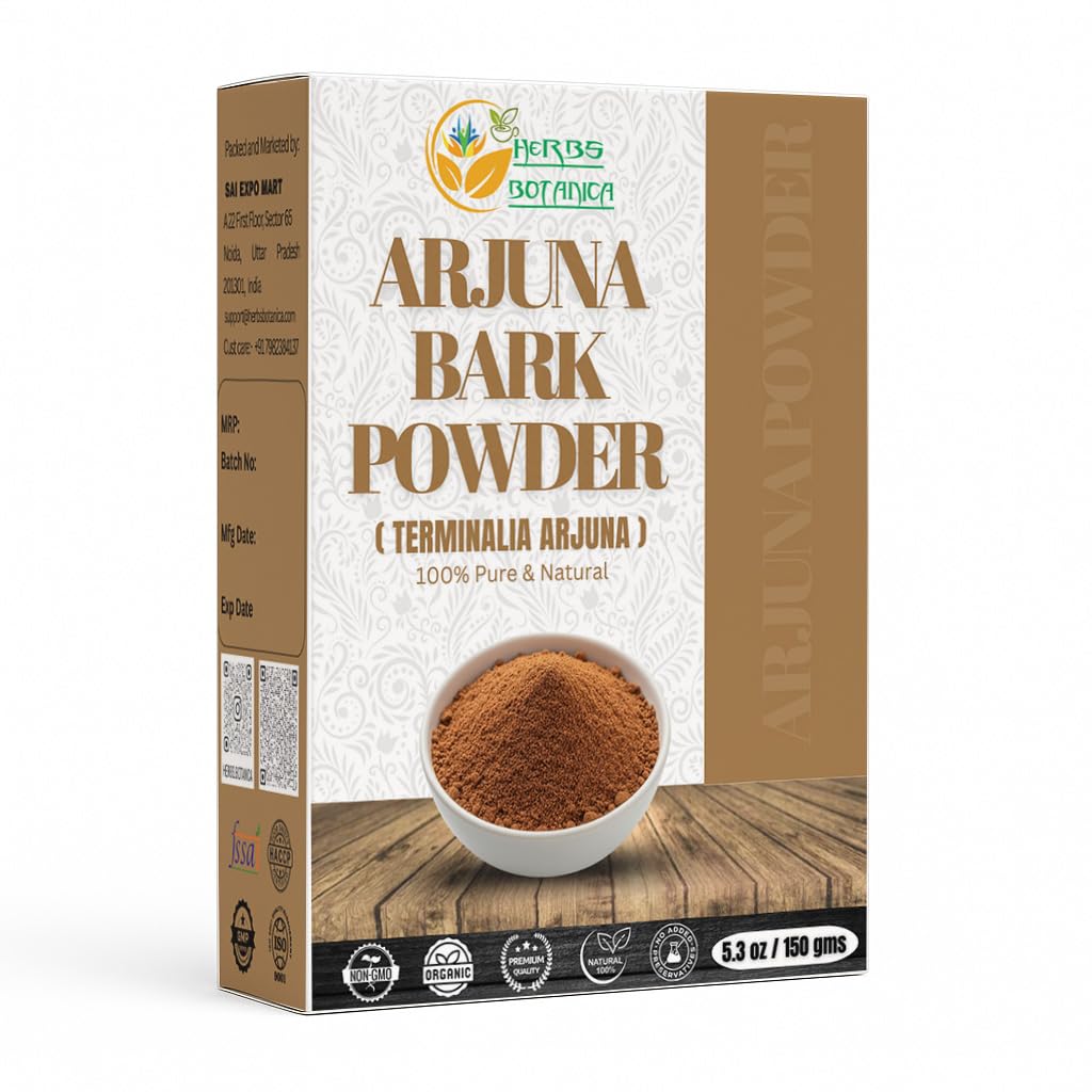 Herbs Botanica Arjuna powder 100% Pure Arjuna Bark Powder (Arjun Ki Chaal) untuk Herbal Tea & Wellness - Powder Ground Bark untuk DIY Gunakan - 5.3 oz Pack