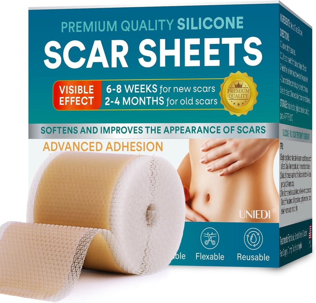 Silicone Scar Sheets, Silicone Scar Tape (1.6 "x 120" Rolls-300CM), Silicone Tape for Skies, Scar Scar Scar Scar, Silicone Scar Strips for C-Section, Tummy Tuck, Keloid, and Surgical Scar