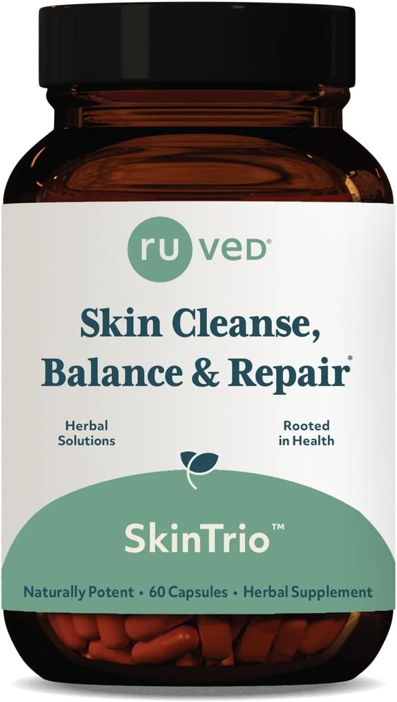 ruved SkinTrio - Neem Supplement with Organic Neem Extract & Amla, Skin & Microbiome Suplemen - 60 Vegetarian Capsules (1 Count)