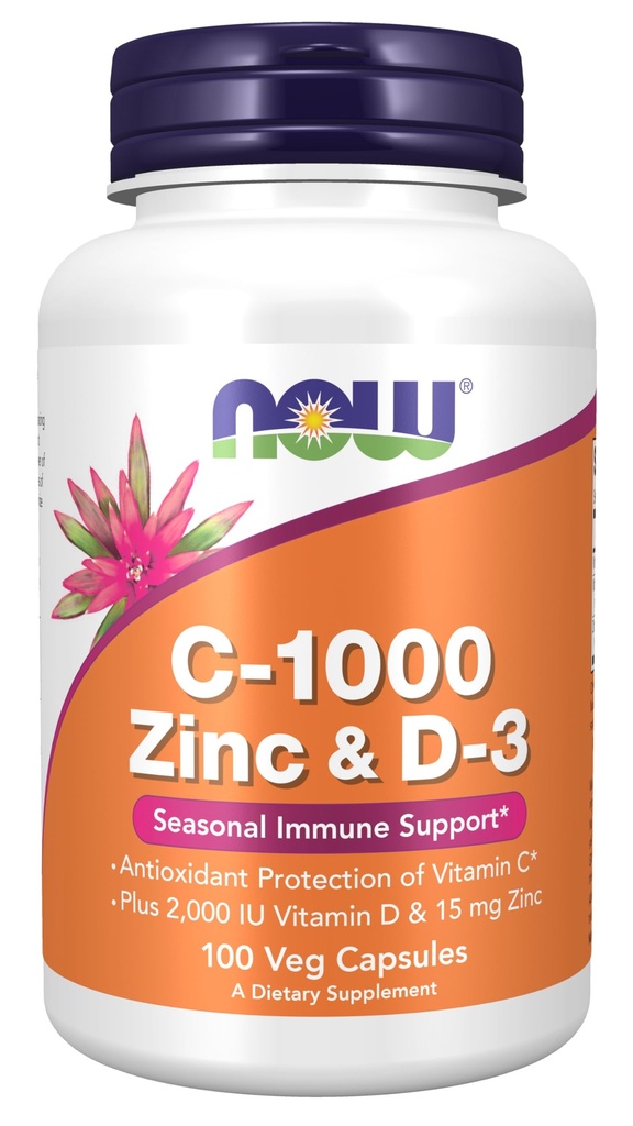 Suplemen, C-1000 Zinc & D-3, Dukungan Ammune Seasonal *, 100 Veg Capsules
