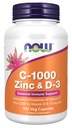 Suplemen, C-1000 Zinc & D-3, Dukungan Ammune Seasonal *, 100 Veg Capsules