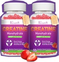2 Pack Creatine Monohydrate Gummies for Women & Men, Sugar Free Vegan Creatine Suplement for Build Muscles, Increate Energy & Power, Natural Strawberry Flavor, 120 Count