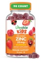 Zinc Lifeable untuk Anak-anak; 25mg 124; Great Tasting Natural Flavored Zinc Gummies 124; Gluten Free Vegetarian Non GMO Suplemen 124; Anak-anak Zinc untuk Dukungan Imune 124; 90 Gummi
