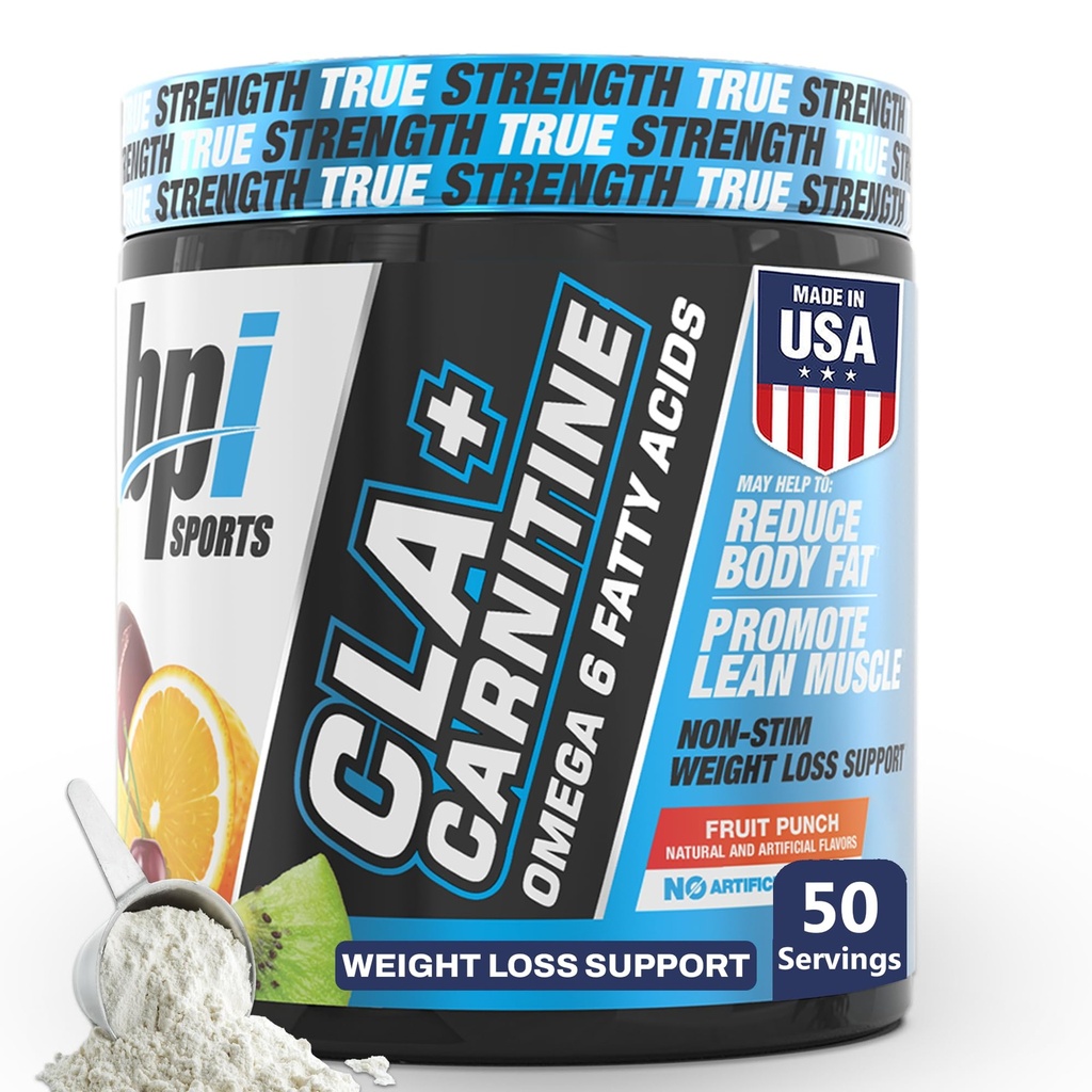 BPI Sports CLA + Carnitine - CLA L Carnitine & Linoleic Acid - L Carnitine Supplement for Weight Loss, Metabolism & Lean Muscle - Caffeine Free - Fruit Punning - 50 .34 oz