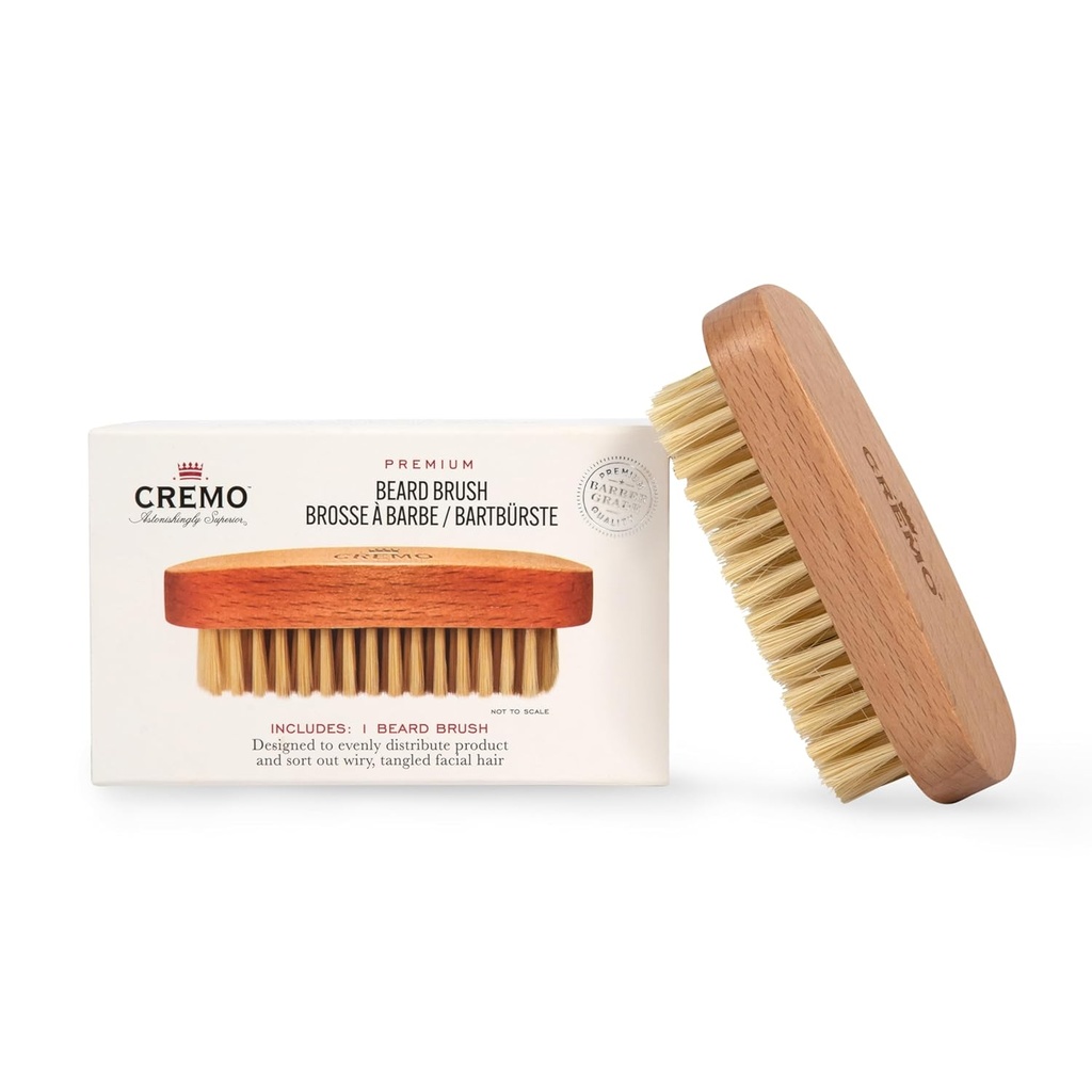 Cremo Beard Accestories, 100% Boar Bristle Brush with Wood Handle