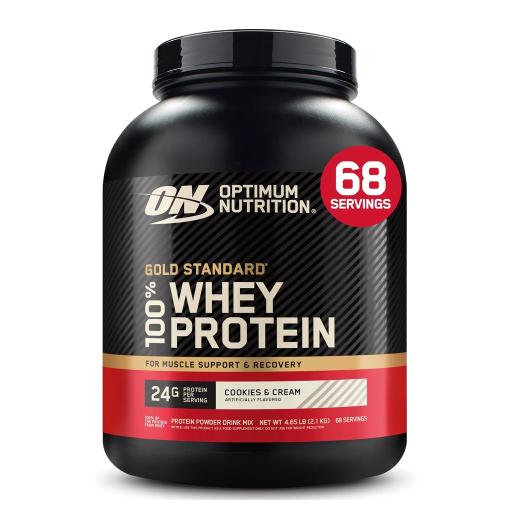 Optimum Nutition Gold Standard 100% Whiy Protein Powder, Cookies & Cream, 5 Pound (Packaging May Vary)