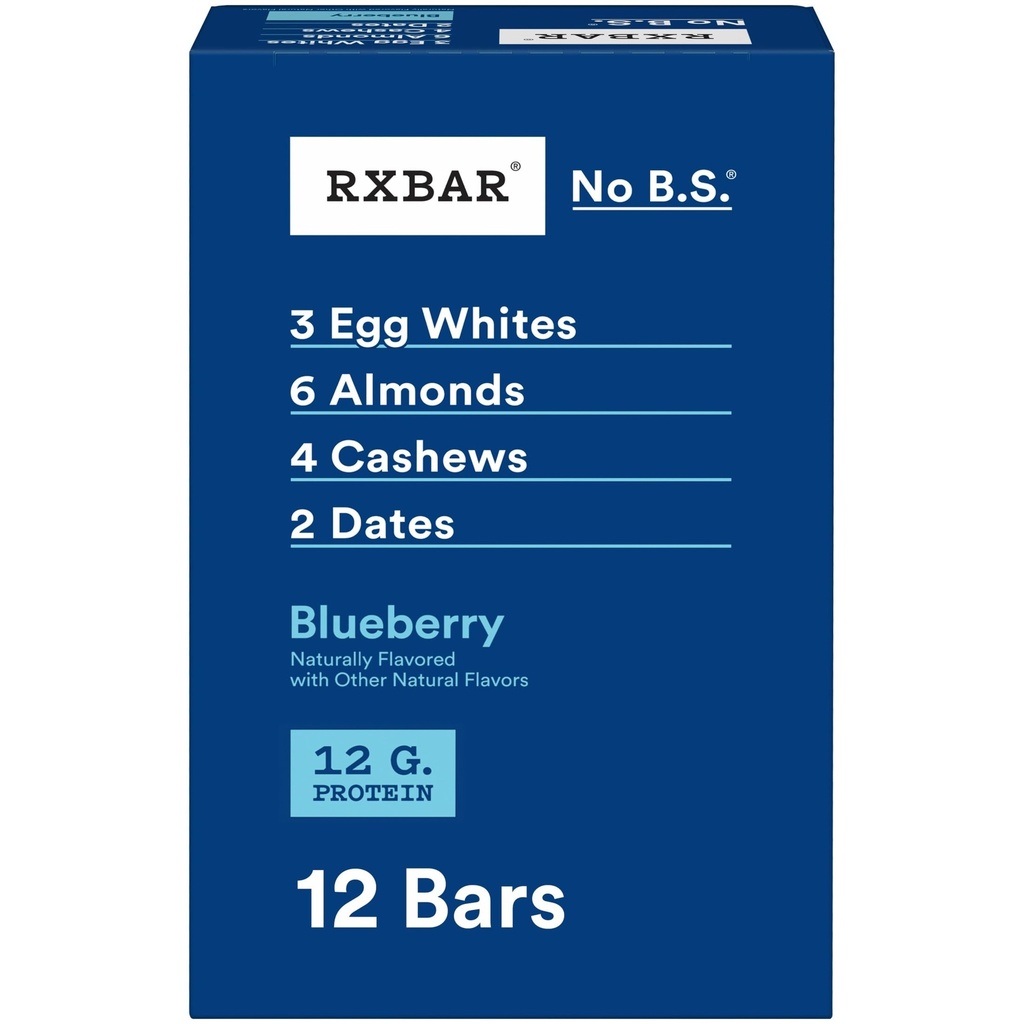 RXBAR Protein Bars, Protein Snack, Snack Bars, Blueberry, Kotak 22oz (12 Cacah)
