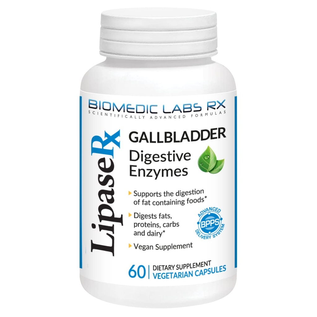 Formula kandung empedu, Lipase, Protease, dan Enzymes Digetical Amylase untuk Mengurangi Bloating - Vegetarian Formula, 60 Veg