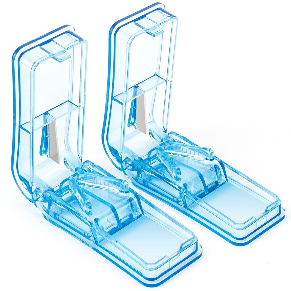 2PCS Pill Cutter, Professional Pill Splits untuk Cutting Small Pills atau Large Pills in Half (Blue)