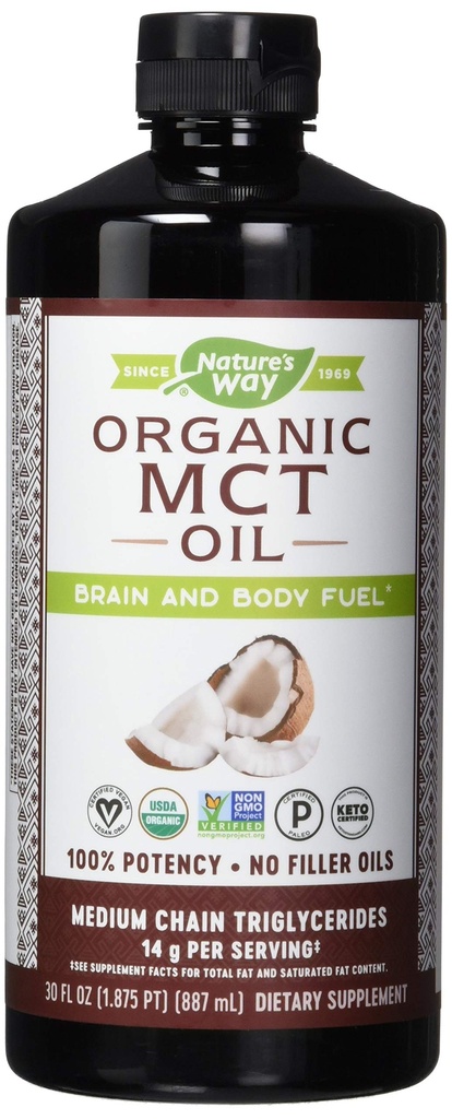 Alam Way Nature 's Mct Oil dari Coconut Pure Source, No Filler Oils, 14 G Mcts Per Serving, 30 Fl Oz (Paket 6)