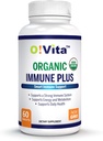 Immune Plus Organik, 7-1 USDA Tersertifikasi Organik Booster, dengan 300mg Elderberry, Oregano Powder Leaf, bubuk Moringa Leaf (60 Non-GMO, Herbal Tablet)