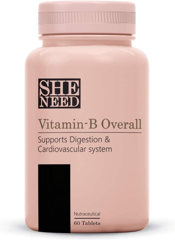 Vitamin-B Overall Complex dengan Vitamin B1, B2, B5, B5, B6, B9, B12 dengan VIT-C dengan VIT-C untuk Energi, Beautiful Hair 124; Skin & Nails Dibotry 124; Nurtify Fuctioning for Men & Women & Women 144; 60 Veg Tablets