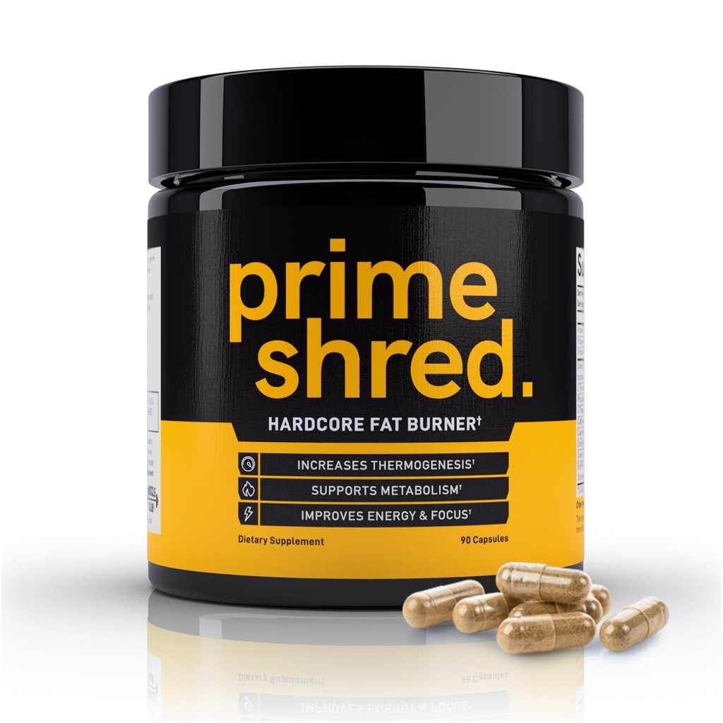PrimeShred: Fat Burner for Men, Natural Appetite Suppresan, Thermogenic Workout Metabolism Booster & Energy Suplement, Weight Management w / Green Tea, Caffeine L-Carnitine, Vegan & Soy- Free, 90 Caps