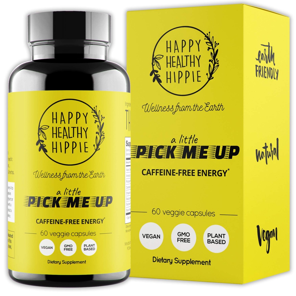 Pil Energi Alam - Caffeine Free - Metabolism, Mental Booster - dengan Rhodiola Roses, Dandelion Root, Bacopa, Ginseng Ekstrak - 7 Herbs & Absorpsi Mengaktifkan Piperine - Vegan, Non-GMO, 60 Ct