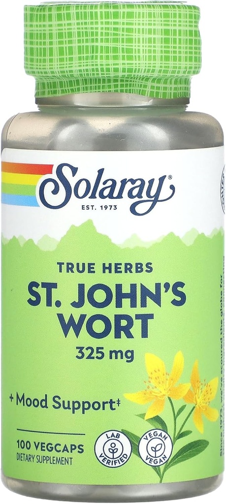 Solaray True Herbs St John 's Welt, 325 mg, 100 Veval Caps