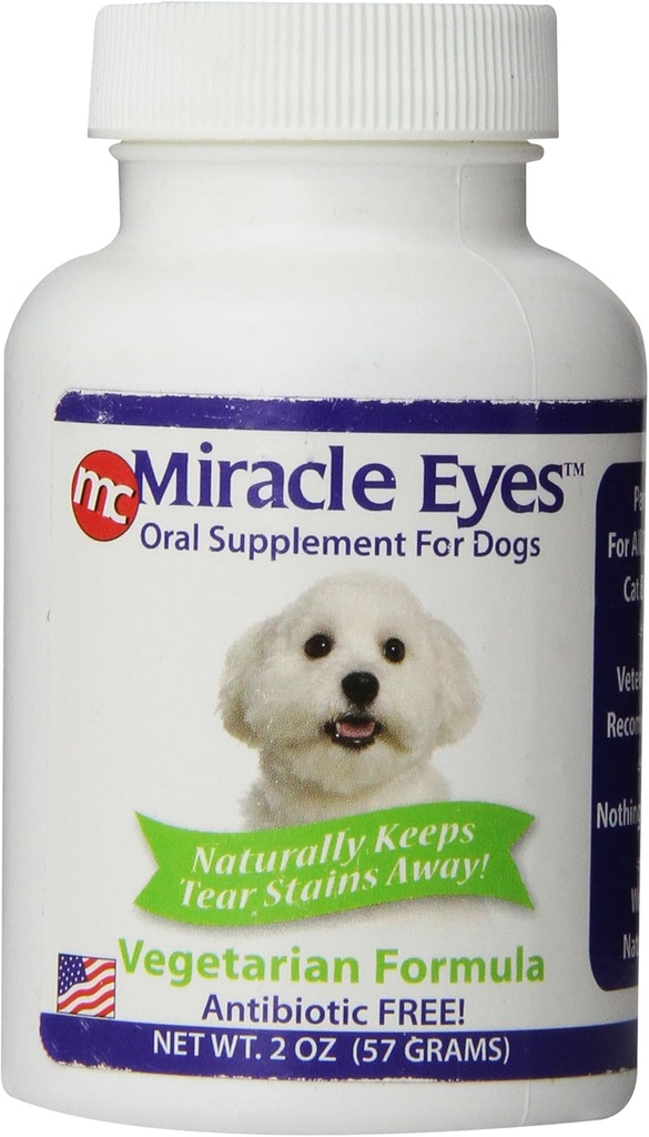 Miracle Care Miracle Eyes Oral Supplement for Dogs, 2 Ounce, Prograce to Reduce Tear Stains, Vegetarian, Antibiotic Free