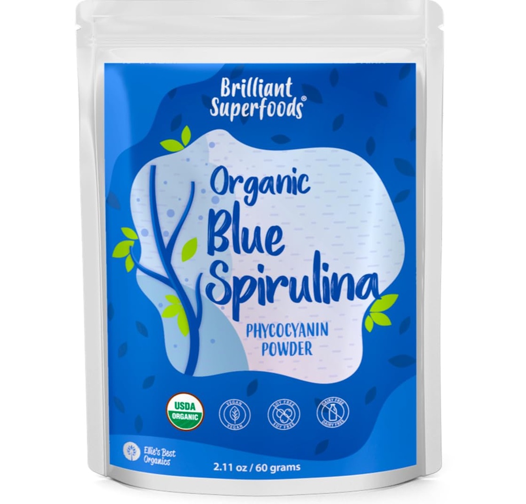 Lencana Spirulina Biru Terbaik Ellie (Ekstrak Phycocyanin) - 60 Pelayan - Odorless - Vegan, Non GMO, Gluten- Bebas, Dairy- Free - Pewarna Makanan Organik - untuk Smoothies & Protein Minuman dll