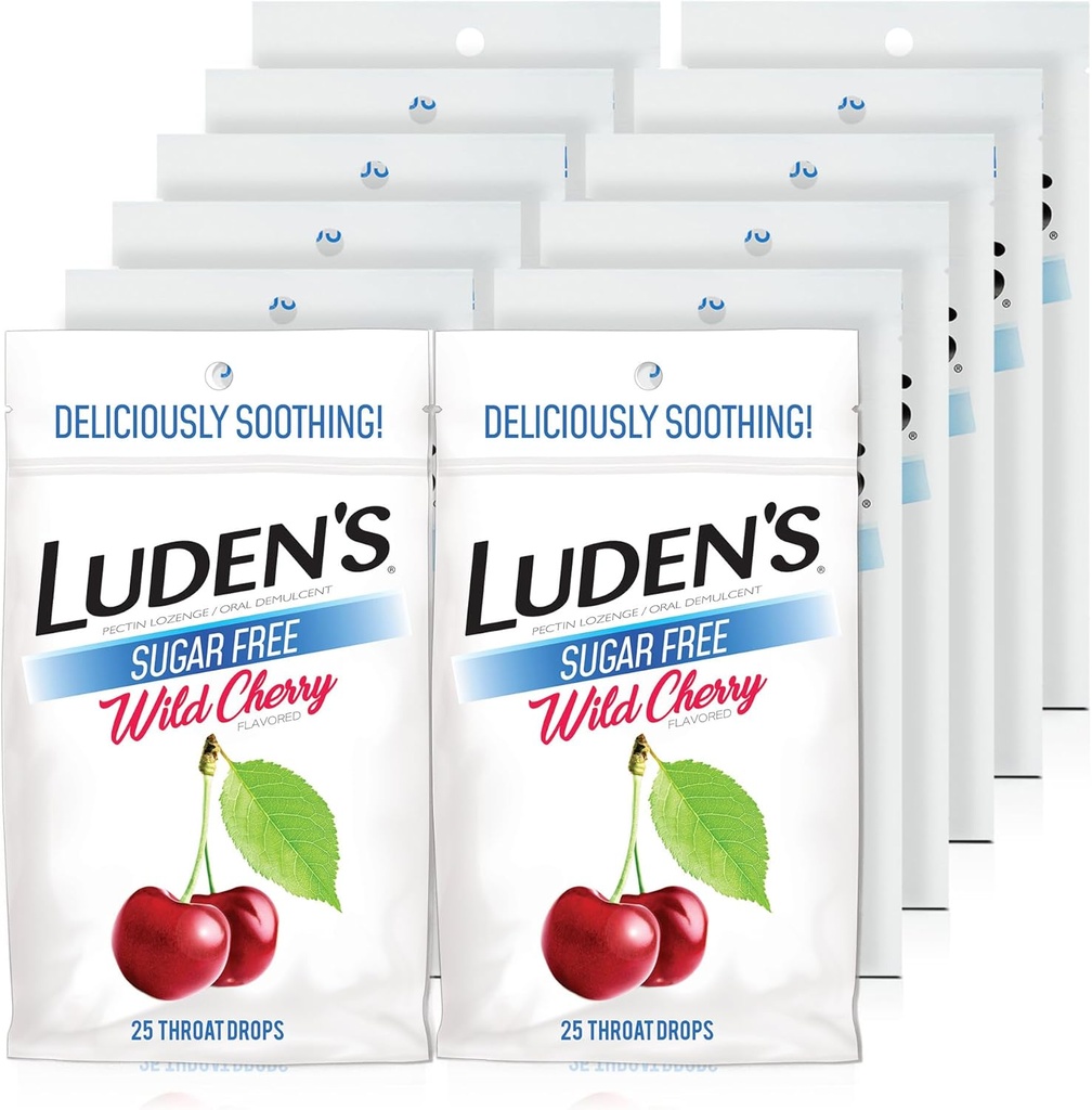 Sugar Free Cherry Throat Luden 's, Sore Throat Relief, 25 Count (12 Pack)