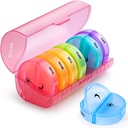 Sukuos Large Weekly Pill Organizer 2 Times sehari, Kotak Pil Harian 7 Hari Mudah Dibuka dengan Perlindungan Ganda, Kasus PM Pill untuk Obat-obatan / Vitamin / Minyak Ikan (Merah)