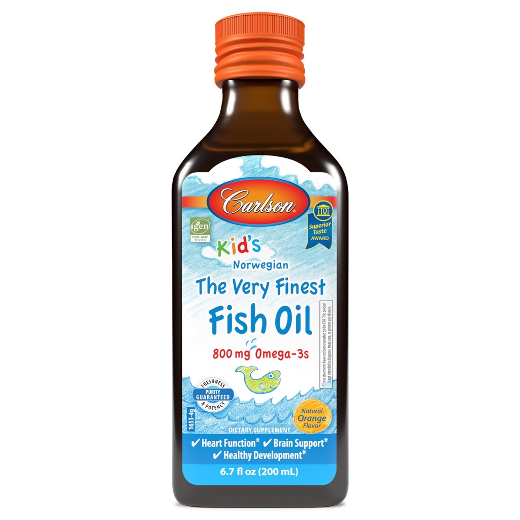 Carlson - Kid 's The Very Finest Fish Oil, 800 mg Omega- 3 s, Norwegia, Sustainably Sourced, Orange, 200 mL