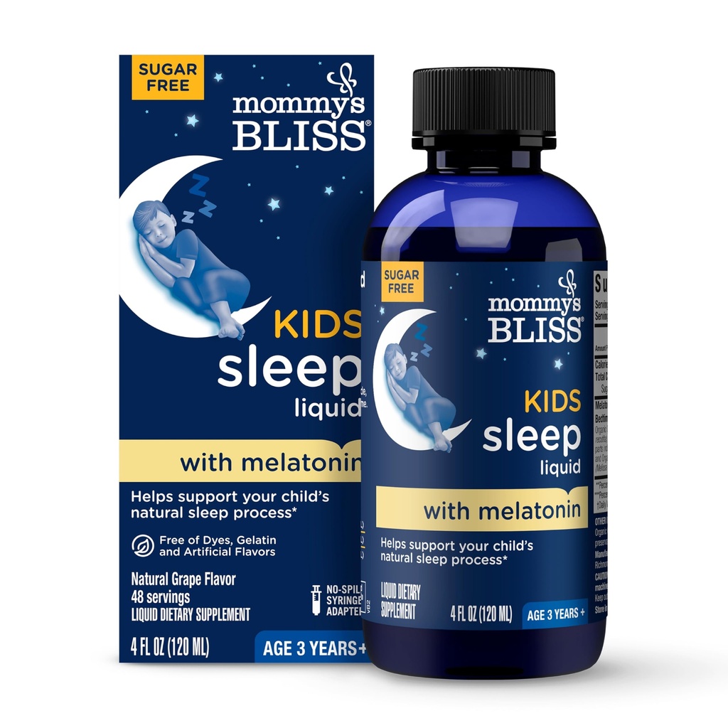 Anak Kebahagiaan Ibu Tidur Liquid dengan Melondin & Calming Herbs 124; Melonatin untuk Anak 3 Tahun & Up 124; Grape Flavor 124; Sugar Free 124; 4 Fl Oz (60 Servings)