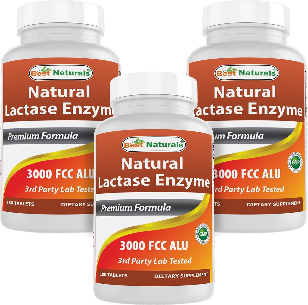 Tokoh terbaik, Lactase Enzyme, 3000 FCC ALU, 180 Tablet (180 Cacah (Paket 3)))