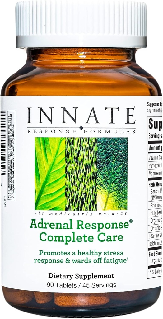 INNATE Response Formula Adrenal Response Complete Care - With Ashwagandha - Promotes Optimal Stress Response - Ward Off Fatigue - Vegetarian, Gluten- Free, Non-GMO, Kosher - 90 tablet (45 hamba)